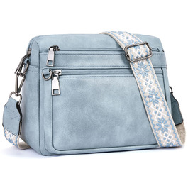 Сумка жіноча через плече MUIIKOLA середнього розміру, екошкіра, м'який широкий ремінь (Світло-блакитна)