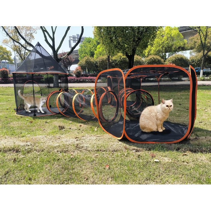 Туннель-намет 2-в-1 для котів та собак, складаний, для вулиці, Pop-Up вольєр для домашніх тварин, огорожа, будиночок (Стиль 5)