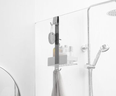Kelelife Shower Shelf for Hanging, Shower Shelf No Drilling, Stainless Steel Shower Shelf with Hooks for Frameless Glass Door, Shampoo Holder for Shower (Silver)