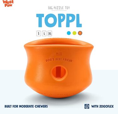 WEST PAW Zogoflex Toppl Treat Dispenser Dog Toy Puzzle - Interactive Chew Toy for Dogs - Dog Toy for Moderate Chewers, Fetch, Catch - Holds Dry Food, Treats, XL