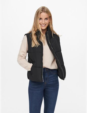 Жіноча жилетка JDY Daen Puffer Weste, чорна, розмір XL - тепла стьобана куртка без капюшона