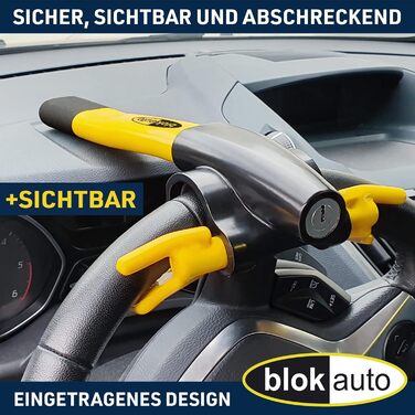 Механічний замок на кермо BLOKAUTO 9595, жовтий, протиугінний пристрій для авто