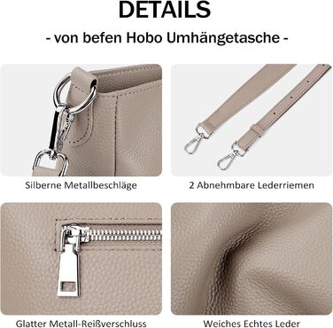 Сумка жіноча Befen зі шкіри, шопер середнього розміру, елегантна класична, колір А-тауп з 2 ремінцями через плече