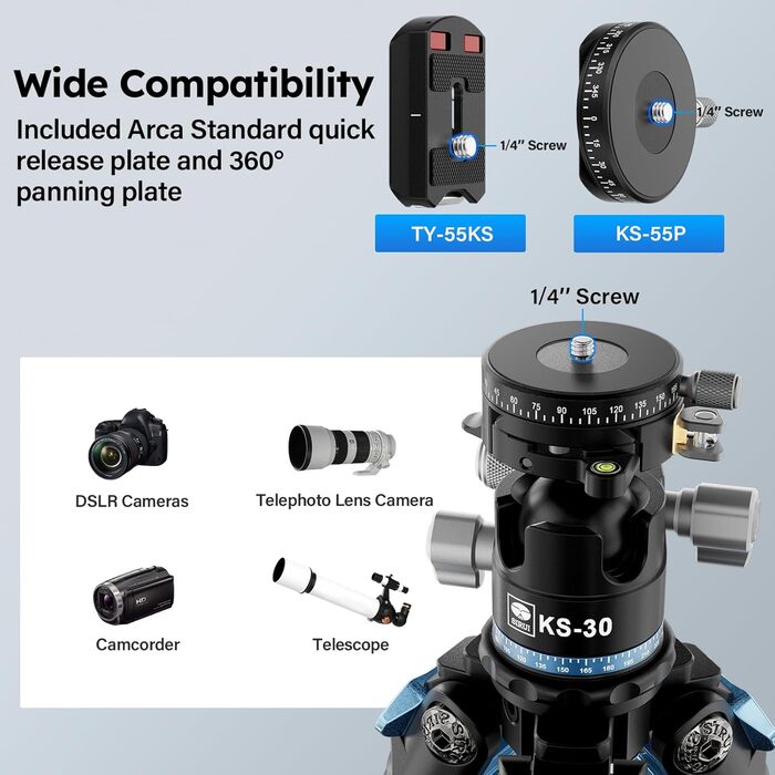 Штатив SIRUI AM-284 з вуглецевого волокна 130 см + Kugelkopf KS-30. Професійний компактний штатив для камери, швидка заміна, вантажопідйомність до 15 кг