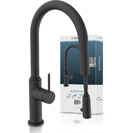 Кухонний змішувач SCHÜTTE 79562 Blackpool з висувною лійкою, поворотний на 360°, з однорідним змішувачем, чорний