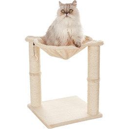 Amazon Basics Cat Scratching Post with House, Hammock, Bed, and Scratching Post, 41 x 51 x 41 cm, beige
