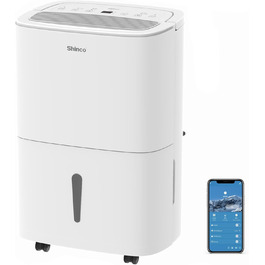 Шукач вологи SHINCO 30L з Wi-Fi, для приміщень до 35 м², автоматичний перезапуск, таймер 24h, 5л бак, фільтр з активованим вугіллям, безперервний відвід води. Модель SDZ1-30D