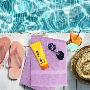 Набір розкішних великих банних рушників Utopia Towels, 2 шт, 100% бавовна, 600 г/м², гігроскопічні та м'які, готельна якість, фіолетові (90x150 см)