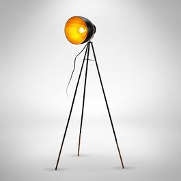Стійка лампа B.K.Licht Vintage з підсвічуванням ножною педаллю, тканинний абажур, регульована, для читання, декор вітальні, чорно-золота, 25x145 см (1-лампова)
