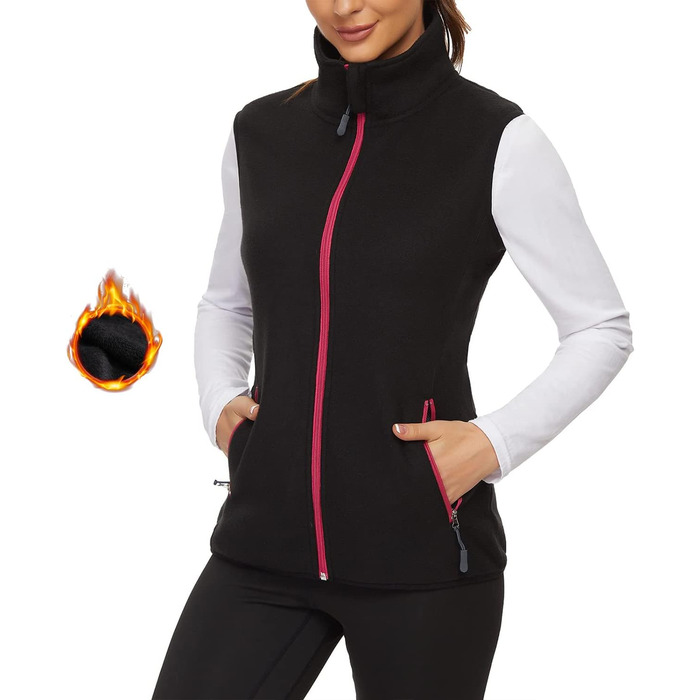 Жіноча флісова жилетка Soneven для активного відпочинку: біг, походи, їзда верхи. Легка, тепла, вітрозахисна, з блискавкою. Чорний колір, розмір M.