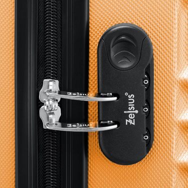 Набір валіз Zelsius 4 шт. Рожевий | ABS, з кодовим замком, 4 колеса, внутрішній роздільник | Ручна валіза, набір валіз, trolley, велика валіза (Помаранчевий)