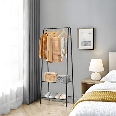 Стійка для одягу на коліщатках, чорна - для зберігання одягу