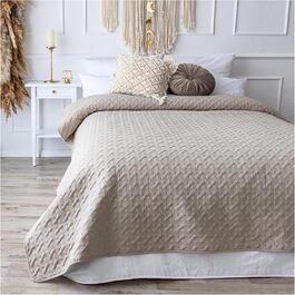 Day blanket 200x220 Bedspread Bed cover Sofa cover Quilted blanket Sofa blanket Throw blanket Bed covers XXL Coverlet Quilted day blankets quilted Quilt Bedspread (240x260cm, Beige)