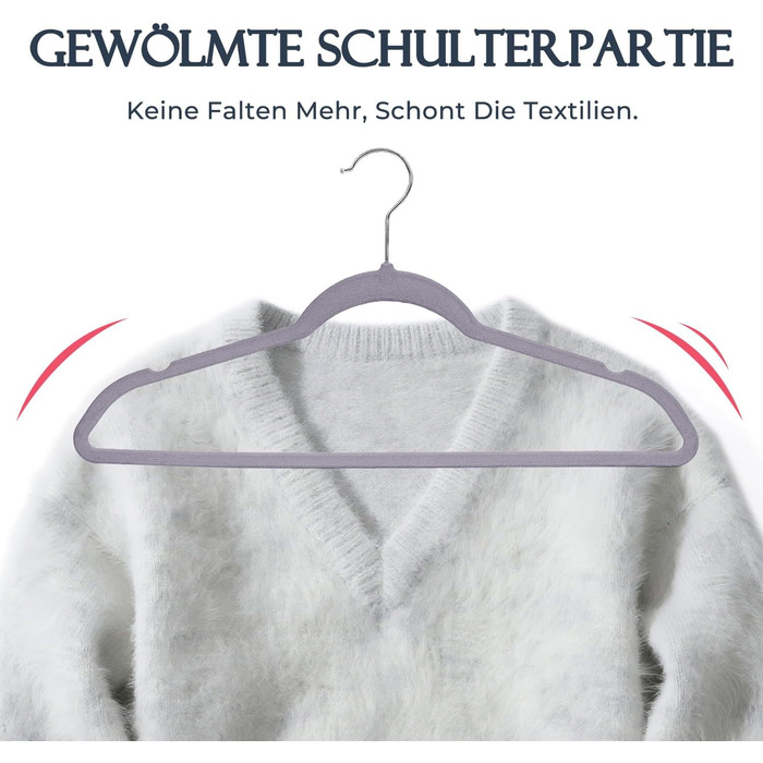 В'язки для одягу з велюру, 20 шт. - В'язки для одягу, економія місця, неслизькі, міцні, 360° обертання - для сорочок, костюмів, светрів, штанів, сірі