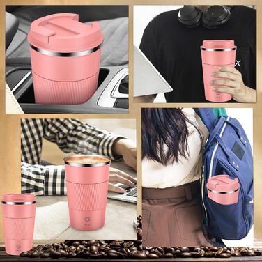 Термокружка CS COSDDI з нержавіючої сталі, 380мл, з кришкою, для кави, води та чаю, подвійні стінки, витривала, 1 шт.