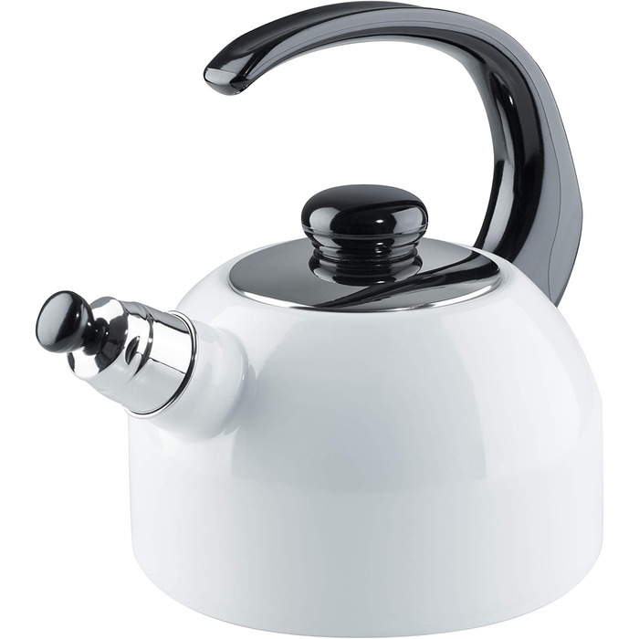 Riess, 0543-033, Flötenkessel Plus, CLASSIC-WHITE, Capacity 2 liters, Diameter 18.4 cm, 3-fold enameled, white, Water kettle, Induction