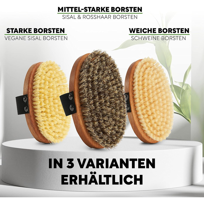 Premium Bath Brush/Body Brush – FSC certified, natural bristles (sisal & horsehair) & cord – body brush with long handle for back, dry & wet brush – 100% Made in Germany (SOFT bristles (bristles made of boar bristles))