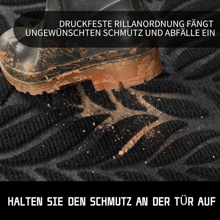 Килимок для входу Yimobra, 75 x 43 см, чорний - антиковзаюча, миється, для дому та вулиці | Килимок від бруду та пилу