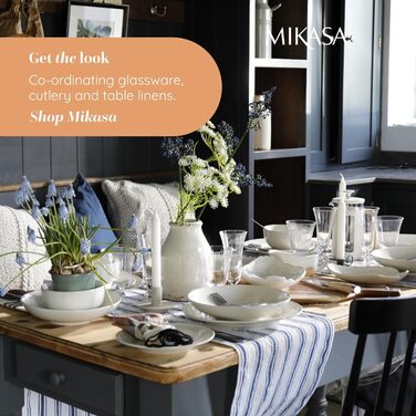 Набір посуду Mikasa Cranborne (12 предметів) - керамічний сервіз для 4 осіб, зелений (з подарунковою коробкою)