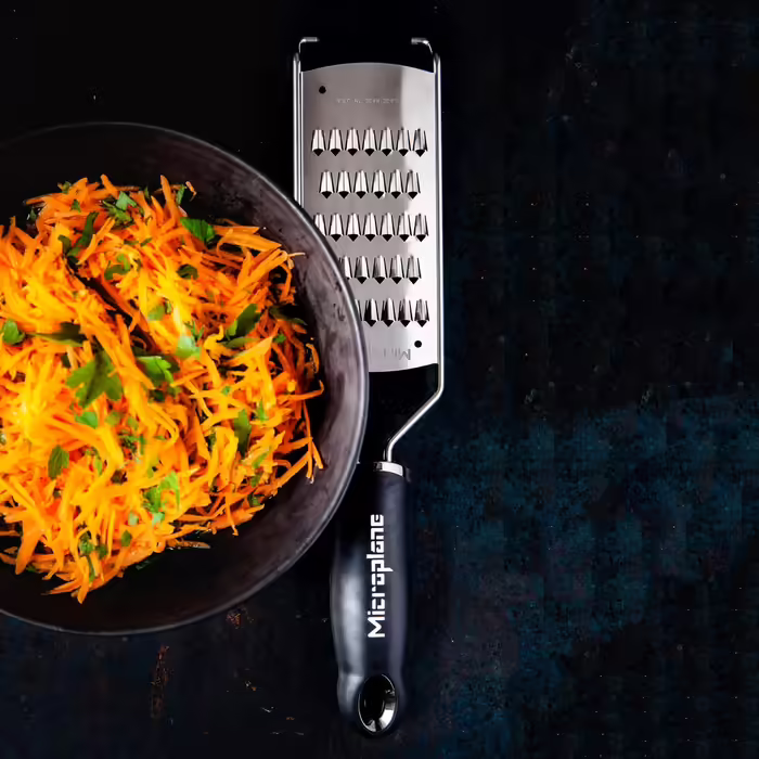 Microplane Fine Julienne Kitchen Grater for Carrot, Zucchini, Potato, Apple, Beet, and Radish in Black with Stainless Steel Blades - Made in USA