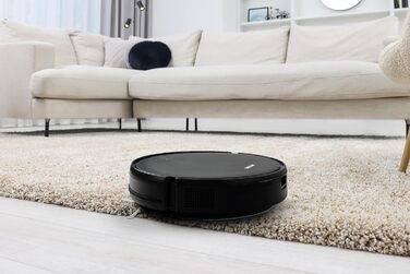 Робот-пилосос з функцією миття - 3 в 1. З пультом дистанційного керування, акумулятор 120 хв, для твердих підлог, килимів, шерсті тварин. Чорний.