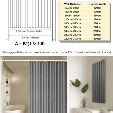 Зручний душовий завіс з льону, вологостійкий, сірий, 120x200 см. Анти-пліснявий, з магнітним кріпленням
