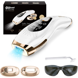 Пристрій для епіляції IPL з охолодженням 6°C, безболісна епіляція для тіла та обличчя, 999,900 імпульсів, 9 рівнів потужності, білий