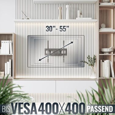 Кріплення для телевізора RICOO S5244: поворотне та нахилене, універсальне, для телевізорів 32-55 дюймів, до 50 кг, VESA 400x400 мм, підходить для плоских та вигнутих моделей
