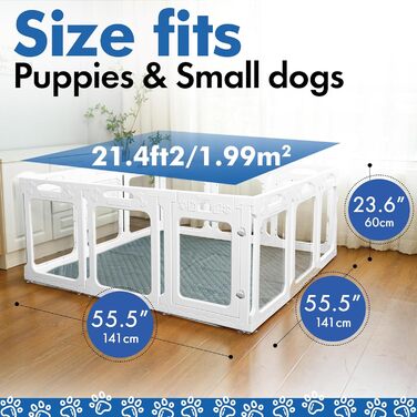 Клітка для собак, прозора, з дверцятами, висота 61 см, 12 панелей, для цуценят та маленьких собак, білий колір