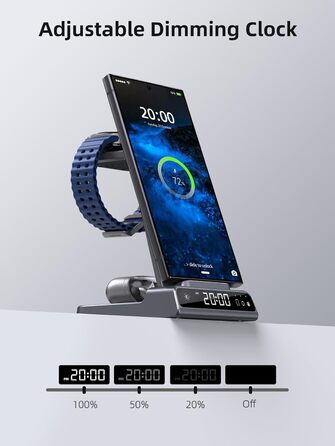Бездротовий зарядний пристрій для Samsung Galaxy: зарядка для S25 Ultra, Watch Ultra/8/7/6, S24 Z Fold 6/Z Flip 6, Buds (сірий)