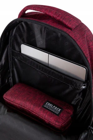 Багатовідсіковий шкільний рюкзак CoolPack, чорний з червоним, 27 л