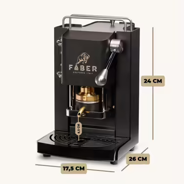 Кавова машина FABER Pro Mini Deluxe для ESE-подушечок 44 мм, хром, латунний прес, чорна матова