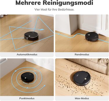 Робот-пилосос безщітковий, самостійно заряджається, з пультом дистанційного керування, тихий, для шерсті тварин та твердих поверхонь, E3