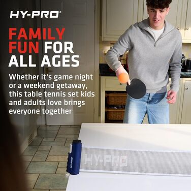 Набір для настільного тенісу Hy-Pro портативний – стіл з розсувним сіткою до 170 см, 4 ракетки, 8 м'ячів, сумка, м'ячі 3 зірки, для дітей та дорослих, для гри в приміщенні та на вулиці