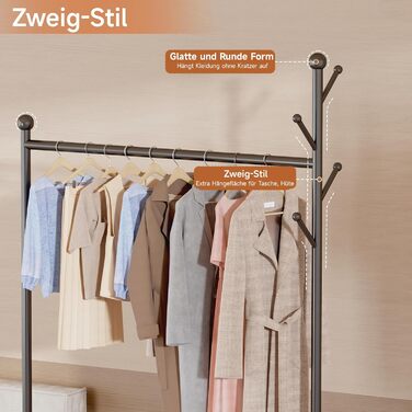 Innotic 4-in-1 Multifunctional Clothes Rack with Wheels, Shelf, and Coat Rack for Entrance, Living Room, Bedroom (Classic Black)