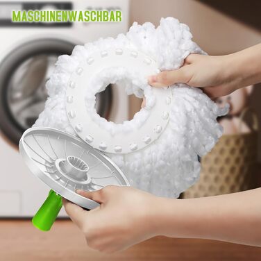 Набір для миття підлоги з відром, 2 в 1: відро для миття з віджимом та моп, моп з педальним віджимом, регульована сталева стійка та 3 мікрофібрових насадок, набір для миття підлоги, відро з педальним віджимом, білий + жовто-зелений