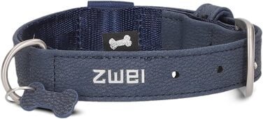 Нашийник для собак ZWEI Leo LE10 з якісної штучної шкіри, регульований, для собак маленьких та середніх порід (28-38 см), багато кольорів (нубук-блакитний)