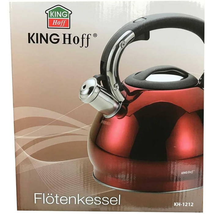 Чайник King Hoff з нержавіючої сталі та бронзи, 3.4 л, KH-1213 (червоний)