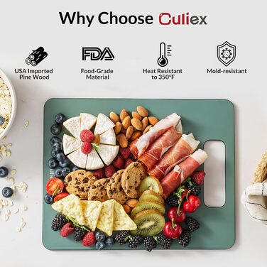 Набір дерев'яних обробних дощок 2 шт., стійкі до миття в посудомийній машині, високої щільності, нетоксичні, без BPA, з антиковзними ніжками, безпечні для ножів – ідеально для кухні та як подарунок (зелені)