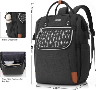 Жіночий рюкзак, шкільний рюкзак для дівчаток-підлітків, рюкзак для ноутбука 15.6 дюймів з захистом від крадіжки, робочий рюкзак для подорожей та походів (Чорний)