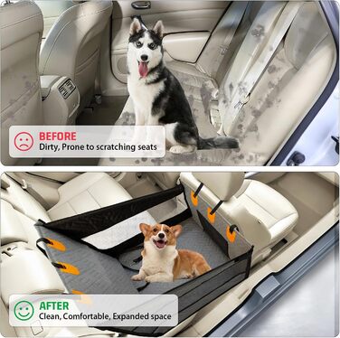 Надійний автокрісло для собак, посилене автокрісло для середніх та великих собак, водонепроникне, неслизьке, з захистом від подряпин, з 3 ременями кріплення