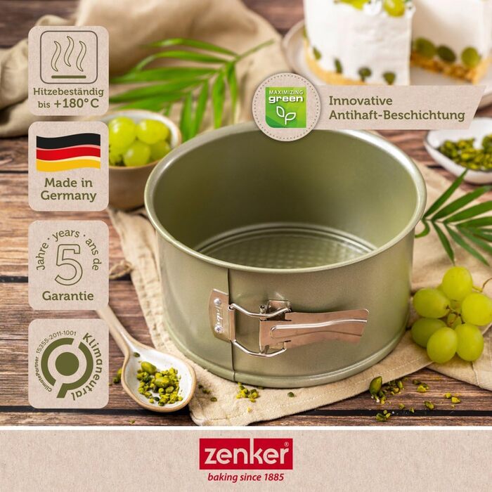Форма для випічки Zenker Springform Ø 18 см з високим бортиком – зелена, сталева, з антипригарним покриттям