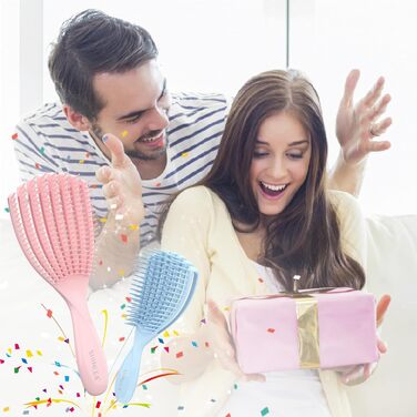 Щітка для кучерявого волосся: розплутування, розгладження, для мокрого та сухого волосся, зменшення пошкоджень, для жінок, чоловіків, дітей (Рожевий/Блакитний)