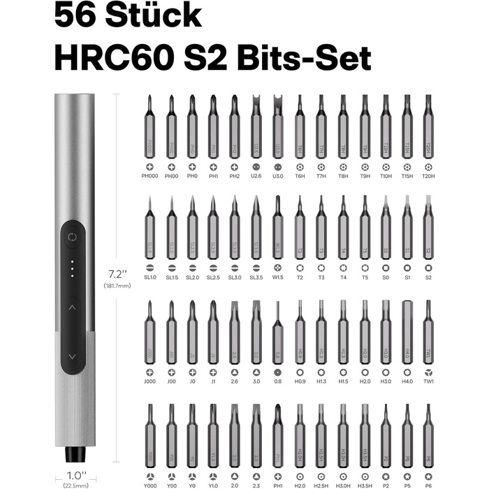 HOTO SNAPBLOQ™ S-A01 Міні Електричний Набір Викруток, Прецизійний Інструмент для Ремонту, 3 Регулювання Моменту, для Телефонів, Ноутбуків, Окулярів та Годинників