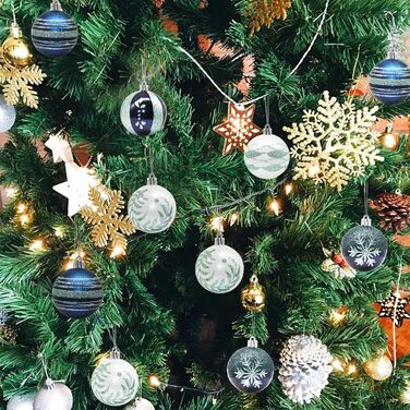 30 шт. Новорічні кулі, прикраси на ялинку, синій та білий, 6 см. Ручна робота, з гачком. Новорічні прикраси для ялинки та різдвяний декор.