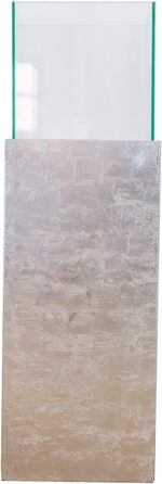 VIVANNO Candle Lantern Column 100 cm Candle Holder in Concrete Look Decorative Lantern with Glass Insert (25x25x80 cm, Silver High Gloss)