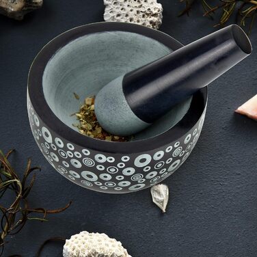 Мортертка Сатурн Fair Trade з толуштою, м'який камінь, H 6,5 см, DM 12 см