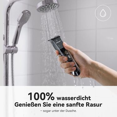 Мультитриммер для тіла чоловічий Intimrasierer Mann - Водонепроникний тілотриммер для чоловіків з насадками для ніг, пахв та зони бікіні. Чорний