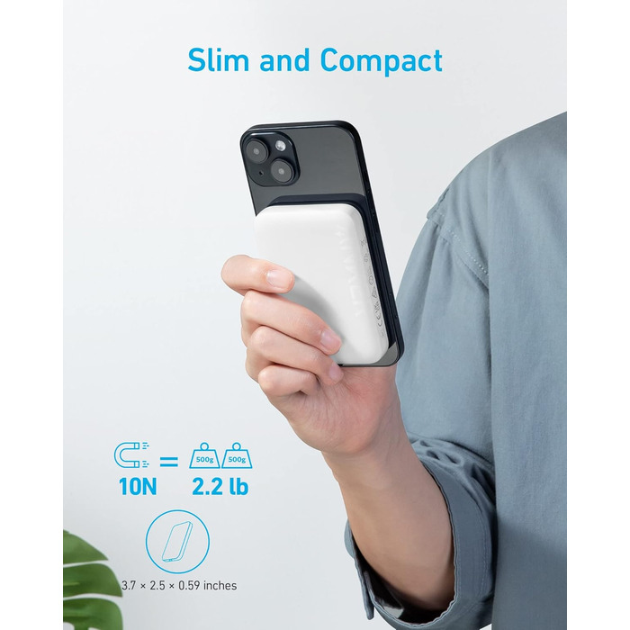 Anker PowerCore Magnetic 5K: Бездротова батарея 5000mAh для iPhone 17/16/15/14/13/12