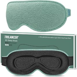 3D маска для сну Trilancer, блокує 99.99% світла, ультрам'яка, для комфортного сну, медитації та подорожей (зелена)